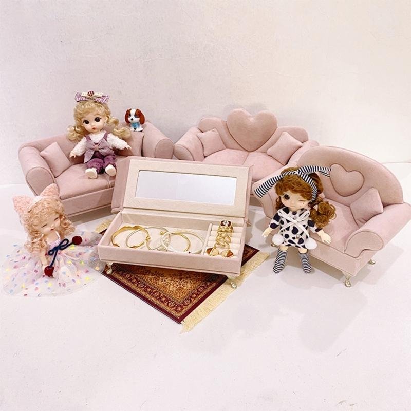 Miniature 1/6 Scale Dollhouses Furniture Sofa Jewelry Storage Box for Doll House Accessories