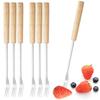 6Pcs Cheese Hot Pot Fork Dinnerware Set Western Stainless Steel Cutlery Dessert Fork Flatware Cake Fruit Bread Fork Tableware
