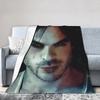 The Vampire Diaries Damon Salvatore TV Series Blankets Fleece Decoration Soft Throw Blanket for Home Couch Plush Thin Quilt