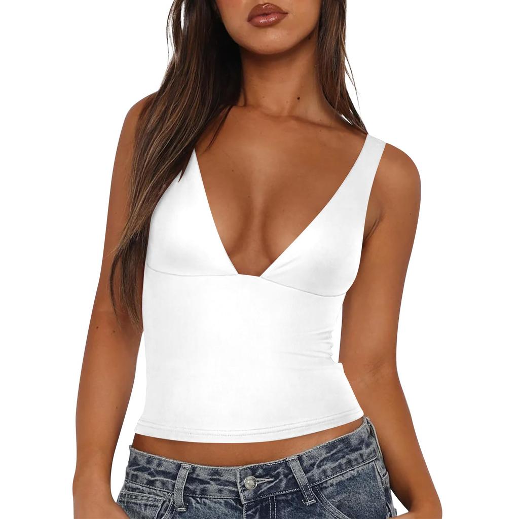 Women's Sexy Tank Top Slim Deep V Backless Yoga Running Fitnesls Cothing