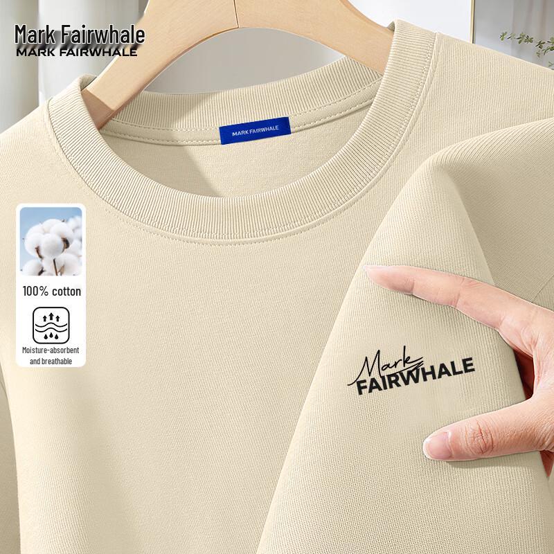 MARK FAIRWHALE Men's 200G Heavyweight Letter Print Cotton T-Shirt