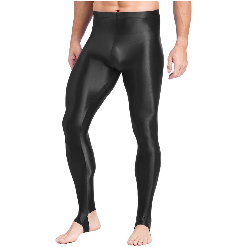 Damen Plus Size Glänzende Steg-Leggings Hoher Bund Elastischer Bund Strumpfhosen