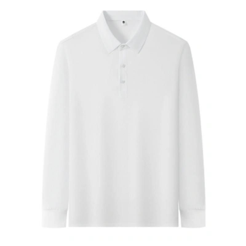 Autumn Ice Silk Traceless Long-sleeved T-shirt Men's Hot POLO Shirt New Solid Color Lapel Top