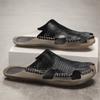 Fashion New Arrival Men's Leather Slippers Non-Slip Sole Comfortable Summer Shoes Breathable Male Half Drag Stylish Leisure Walk Sandals