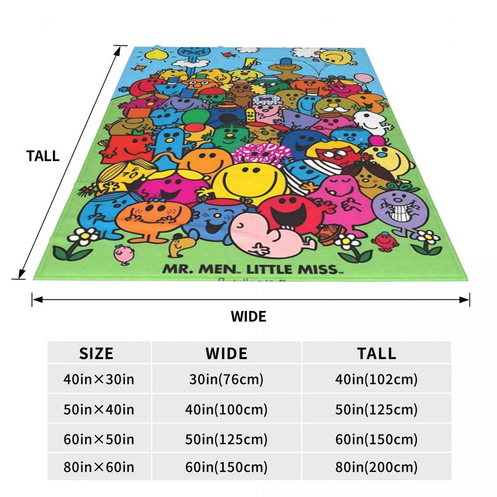 Mr Men Little Miss Tutti i Personaggi Coperte Campeggio Flanella Coperta da Divano Soggiorno Super Caldo Design Qualità Copriletto Regalo