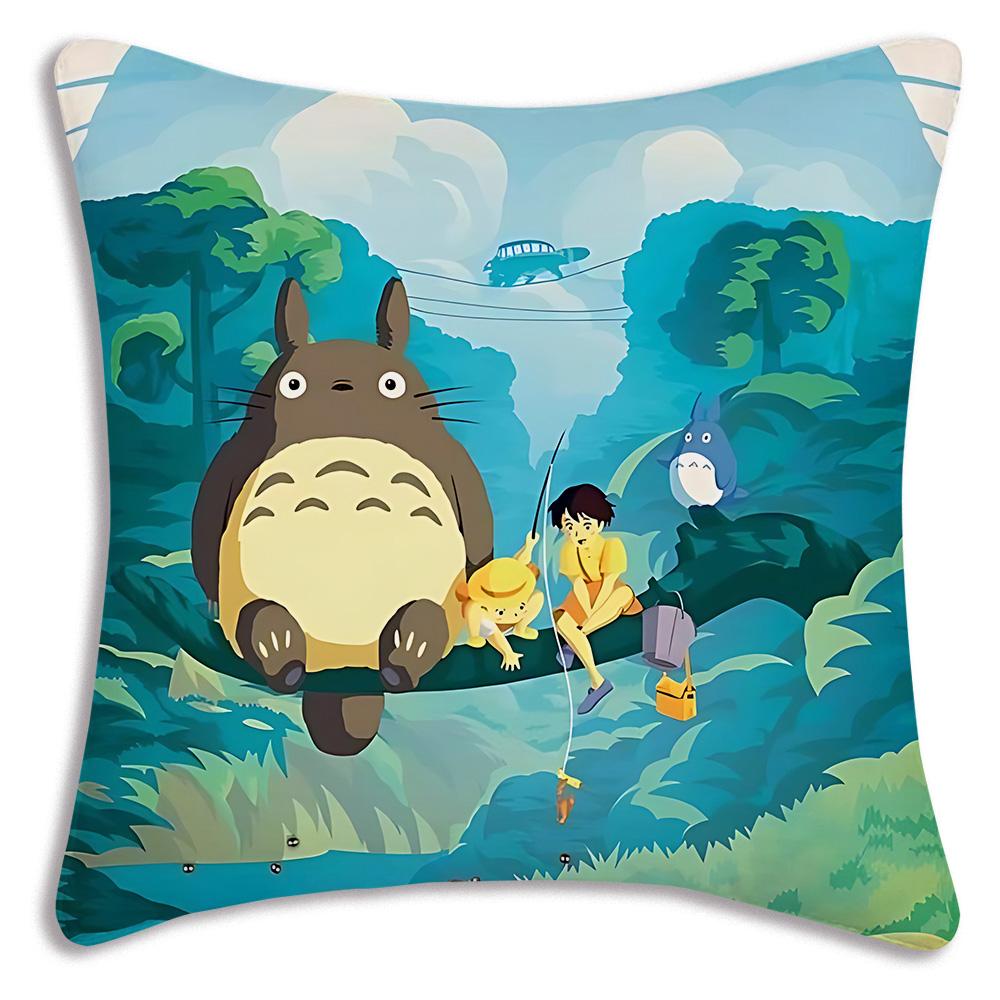 Hot Cartoon Cute Pillow Covers Cartoon Sofa Decorative Home Double-Sided Printing Short-T-Totoros Plush Cute Cushion Cover