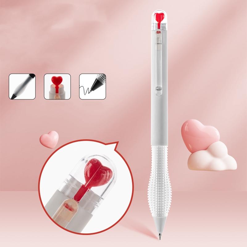 

Romantic Love Heart Design Gel Pen Full Score Heartbeat Style Black Refill Smooth Writing Ballpoint Pen Gift School Office A7547 белый