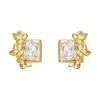 Blinking Original 18K Gold Geometric Zircon Flower Stud Earrings – Elegant Floral Cluster Design for Women.