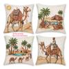 1/4 pièces Housses de coussin décoratives Bohème Chameau du Désert Style Ethnique Oasis de Palmiers Décoration de Maison Housses de Coussin pour Canapé Chambre à Coucher Housse de coussin
