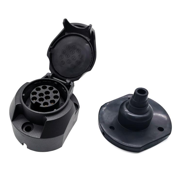 13Pin 12V Euro Round Trailer Caravans Socket Electrical Connector Adapter Towing Socket Plug Car Accessories