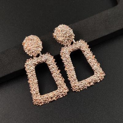 Geometric Exaggerated Trapezoidal Alloy Earrings Retro Relief Electroplated Earrings Creative Fashion Women's Jewelry Earring