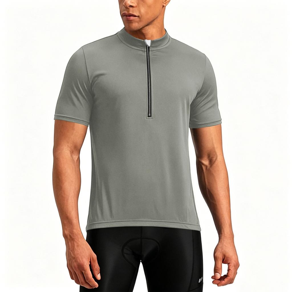 Herren Kurzarm Fahrradtrikot Halbreißverschluss Atmungsaktiv Schnelltrocknend Leichtgewicht Performance Shirt für Outdoor-Sport und Bewegung