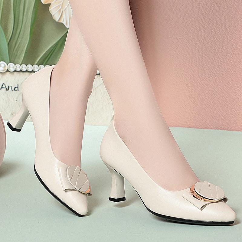 

Неутомительные туфли на шпильках с высоким каблуком для женщин, черные, профессиональные, удобные, из мягкой кожи, для работы на работе 41 белый