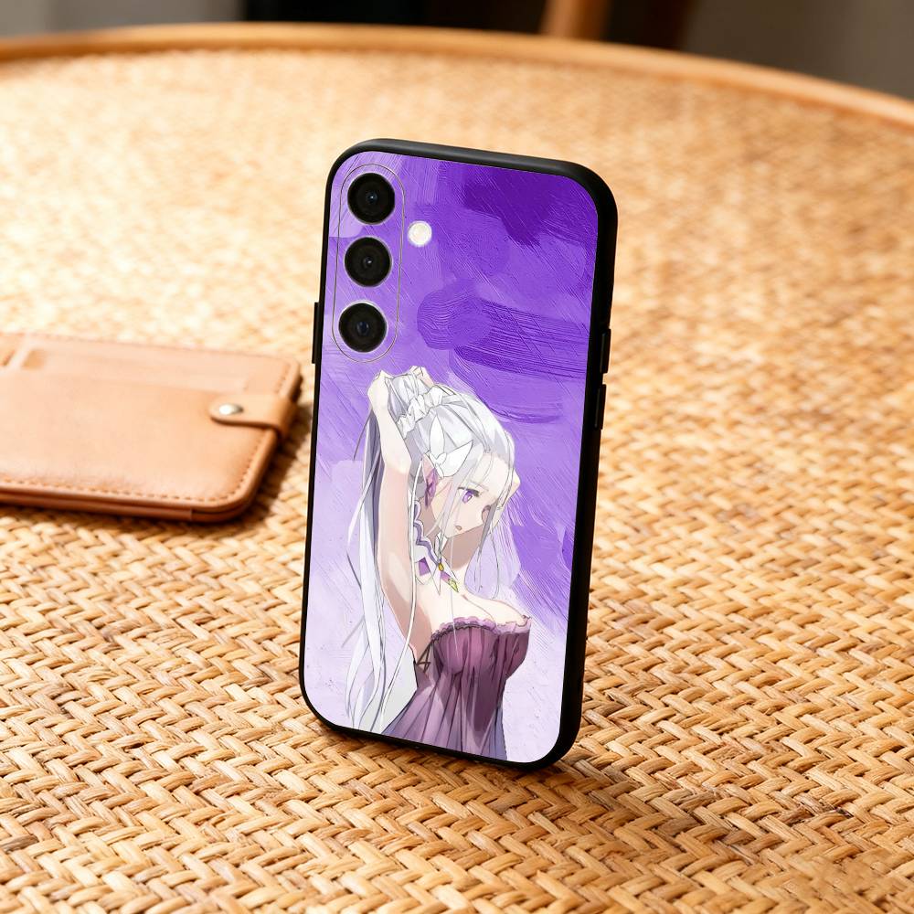 Re Zero Rem Emilia  Phone Case For Samsung  A73,A21s,A22,A31,A32,A52,A53,A71,A80,Soft Black Shell