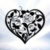 Vintage Heart Shaped Iron Wall Art Rust Resistant Rose Metal Decor for Living Room Patio Valentine Wedding Gift