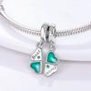 925 Silver Green Series Charms Bead Four-leaf Clover Pendants Fit Original Bracelet DIY Women Gift