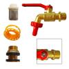 Garden Water Butt Spigot Set with Brass Fitting Filter Washers 1/2 OD Inlet GHT3/4 Outlet for Irrigation Systems