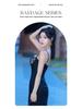 European-American Lace Backless Spaghetti Strap Dress - Sexy Bandage Patchwork Tight-Fit Skirt