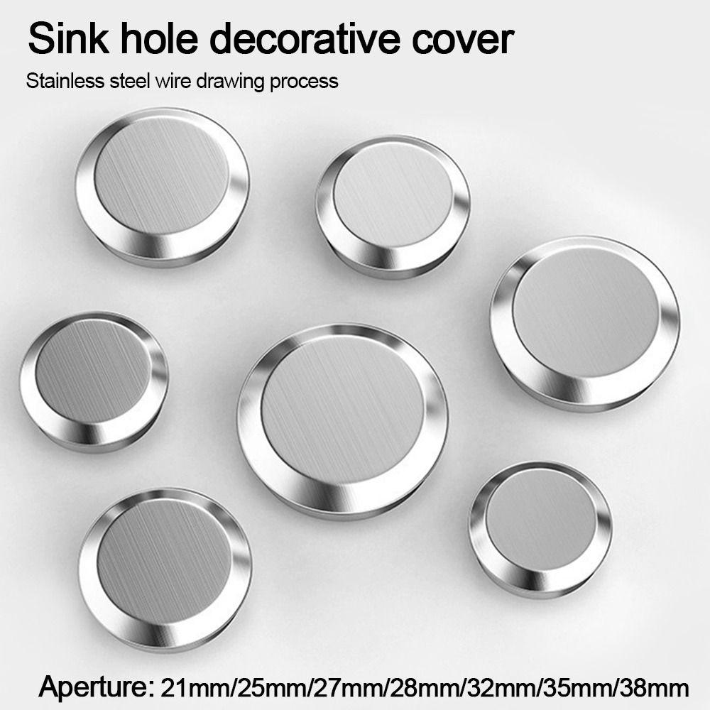 Silver Faucet Hole Cover Stainless Steel Faucet Decorative Covers Drainage Seal Plug  Bathroom