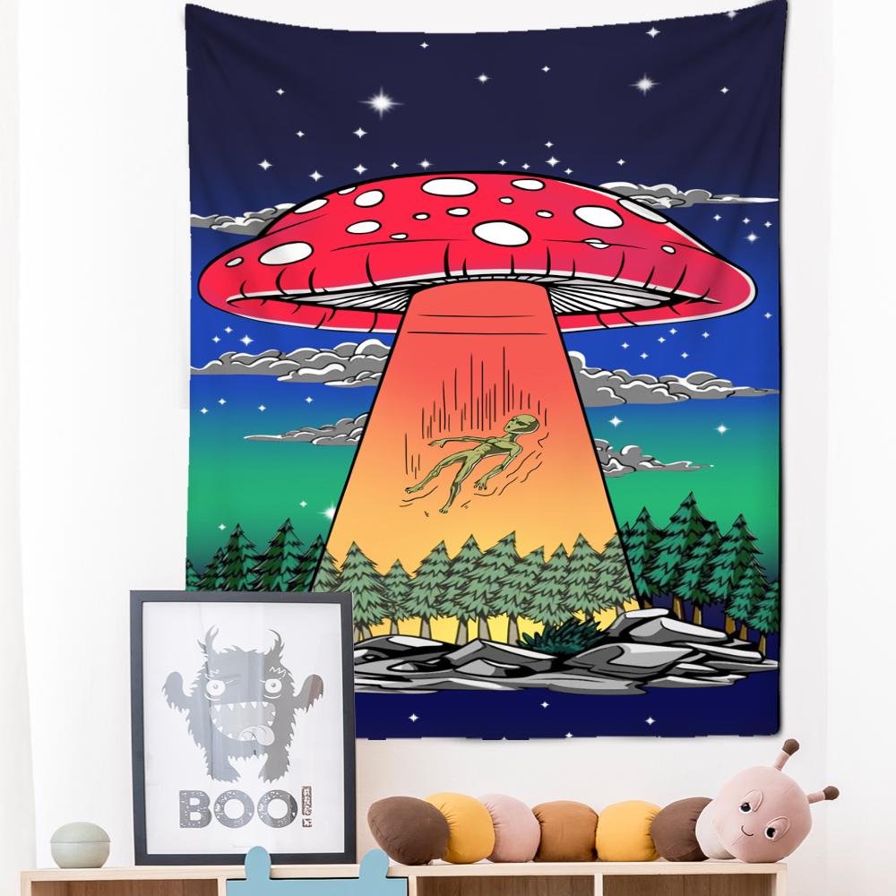 Psychedelic Mushroom Wall Hanging Tapestry Witchcraft Mystic Night Sky Anime Moon Snail Home Room Decor