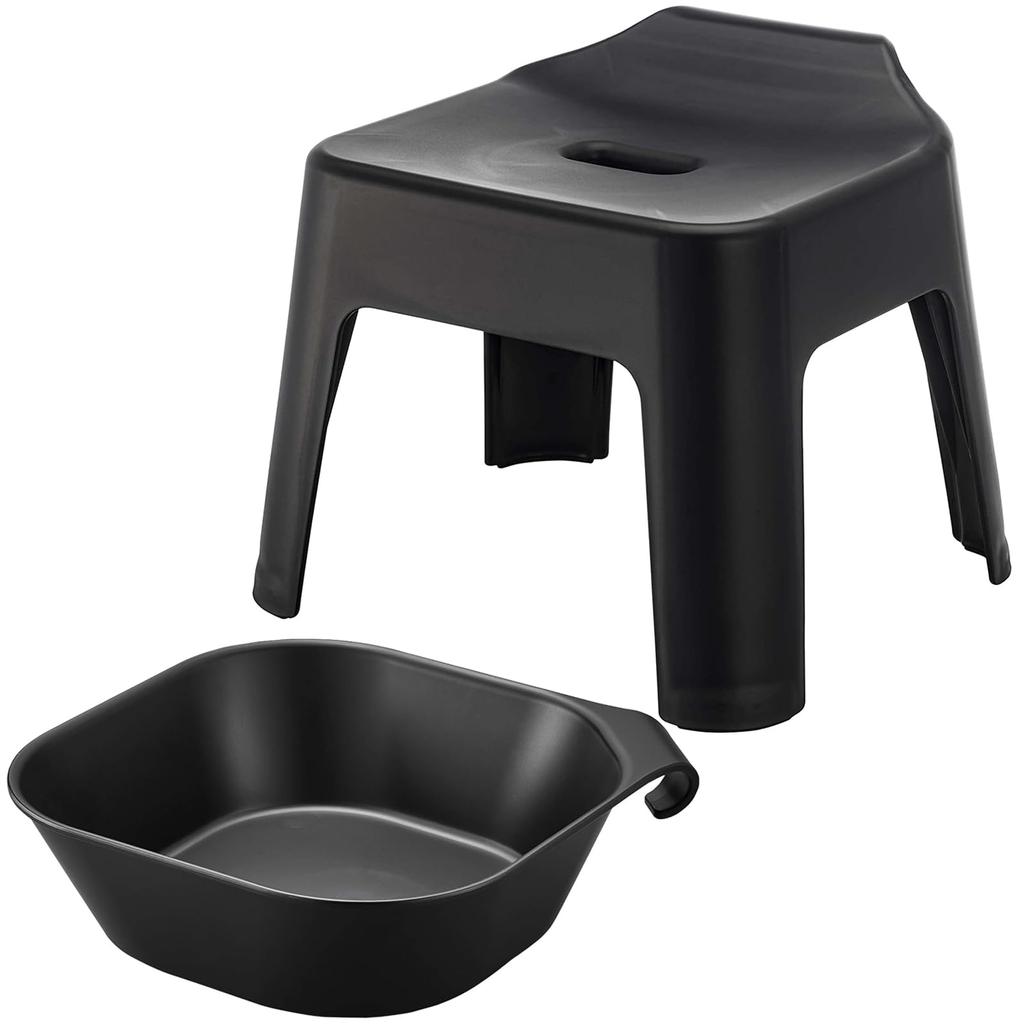 Yamazaki Jitsugyo Hanging Bath Chair Seat Height 25cm Magnet Hanging Bathtub L Size of Tower Bathroom Floating Storage Black 5384 1563 + & [Set 2]