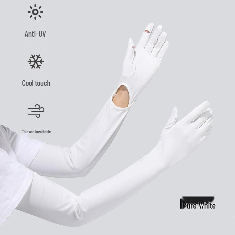 Ice Silk UV Protection Sleeves: Long Sleeve, Touchscreen-Ready for Outdoor Cycling & Driving.