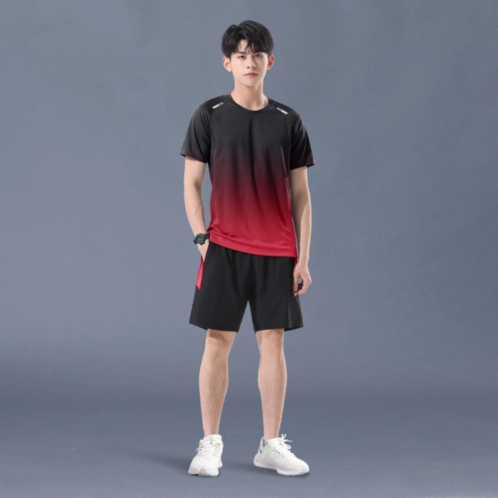 

Patchwork Summer Sport Sets Gradient Color Men s Quick Drying Suit Men/Female 3XL сірий