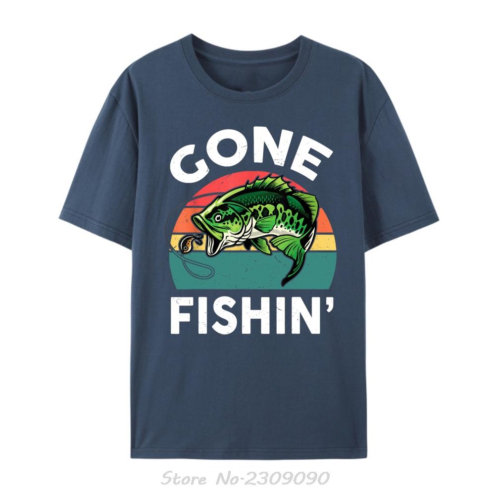 Gone Fishing Shirt Boy Toddler Funny Bass Dad Black Tshirt Funny Graphic Tshirt Men Casual Tops Tees Oneck Fitness T Shirt