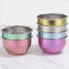 Pure Titanium Double-Wall Salad Bowl,With Lid Double-Layer Ice-Flake Cut Surface 12 Cm Home Food Storage Soup Bowl Tableware