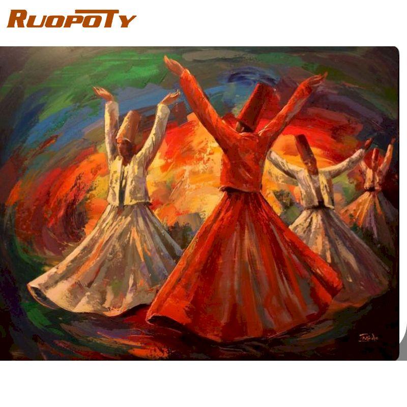 

Ruopoty ручная роспись абстрактная картина маслом DIY картина по номерам для взрослых акриловая краска для гостиной стены художественный декор безрамный