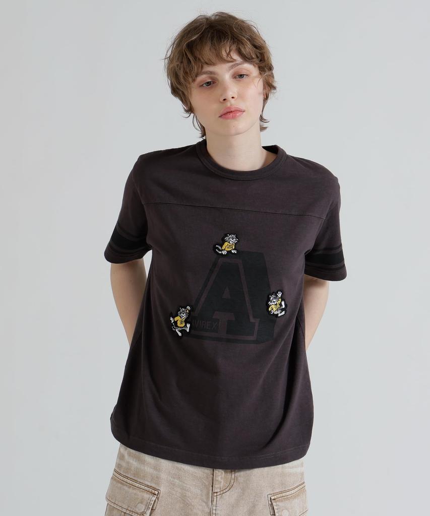 AVIREX NUMBERING TOM CAT T-SHIRT Ladies Short Sleeve Logo Topps F Size 410 Charcoal 783-6135603