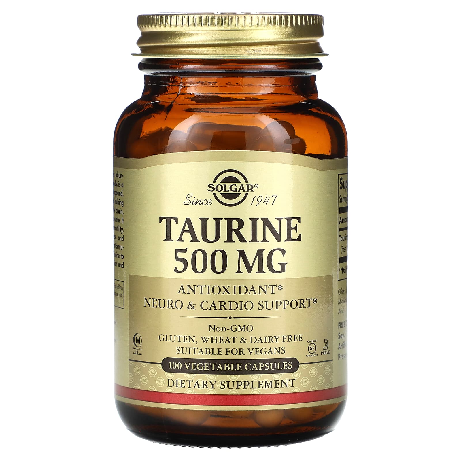 

Taurine, 500Mg, 100 Veggie Capsules