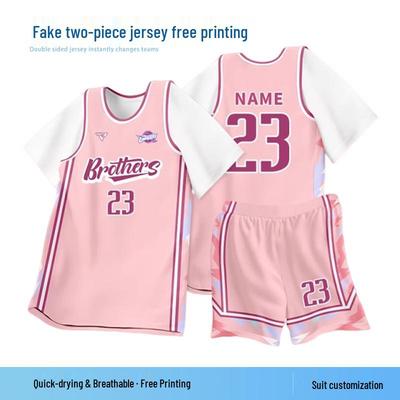 Unisex Faux Two-Piece Basketball Jersey Set