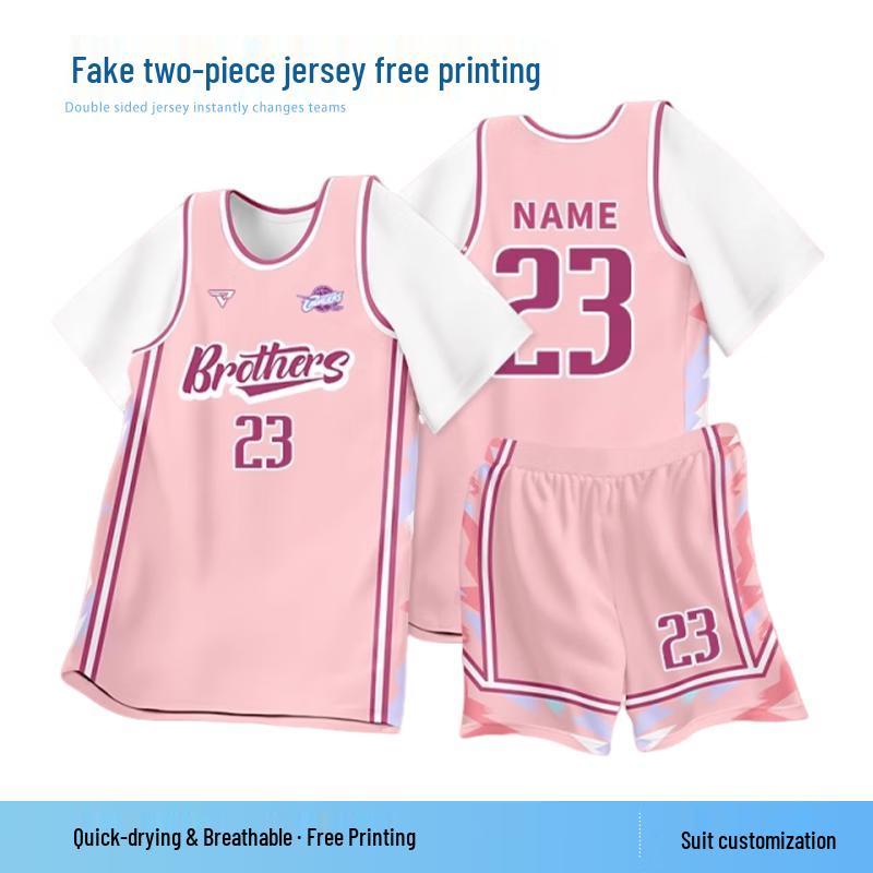 Unisex basketbalový dresový set s falešným dvoudílným designem