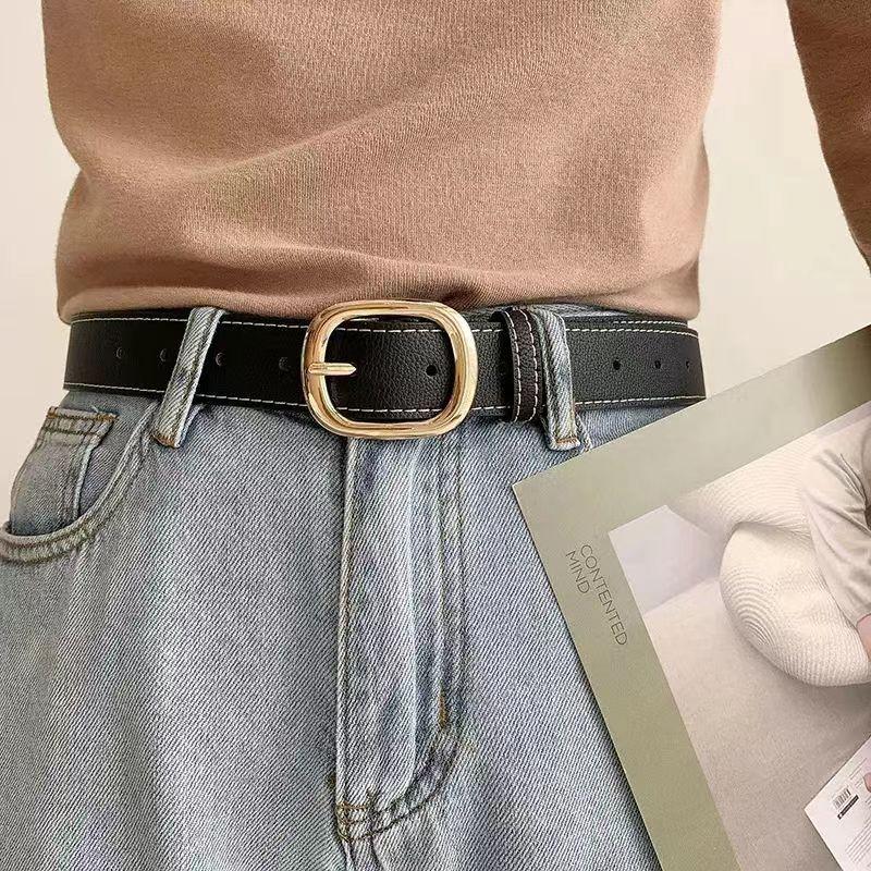 Modern Womens Gold Buckle Waist Belt Timeless Pu Material Ideal For Jeans And Attire Casual