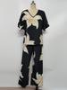 European & American Summer 2025 V-neck Batwing Top and Long Pants Two-piece Set