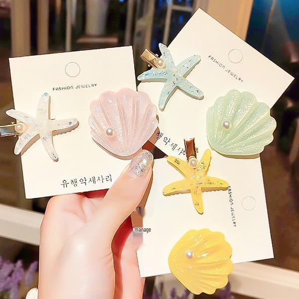 

Korean Seashell Starfish Side Clip Acrylic Hair Accessory