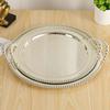 European Style Polishing Texture Circle Shape Tray,Silver Alloy Tea Disc Home Cheese Food Plate,Snack Disc Table Decoration