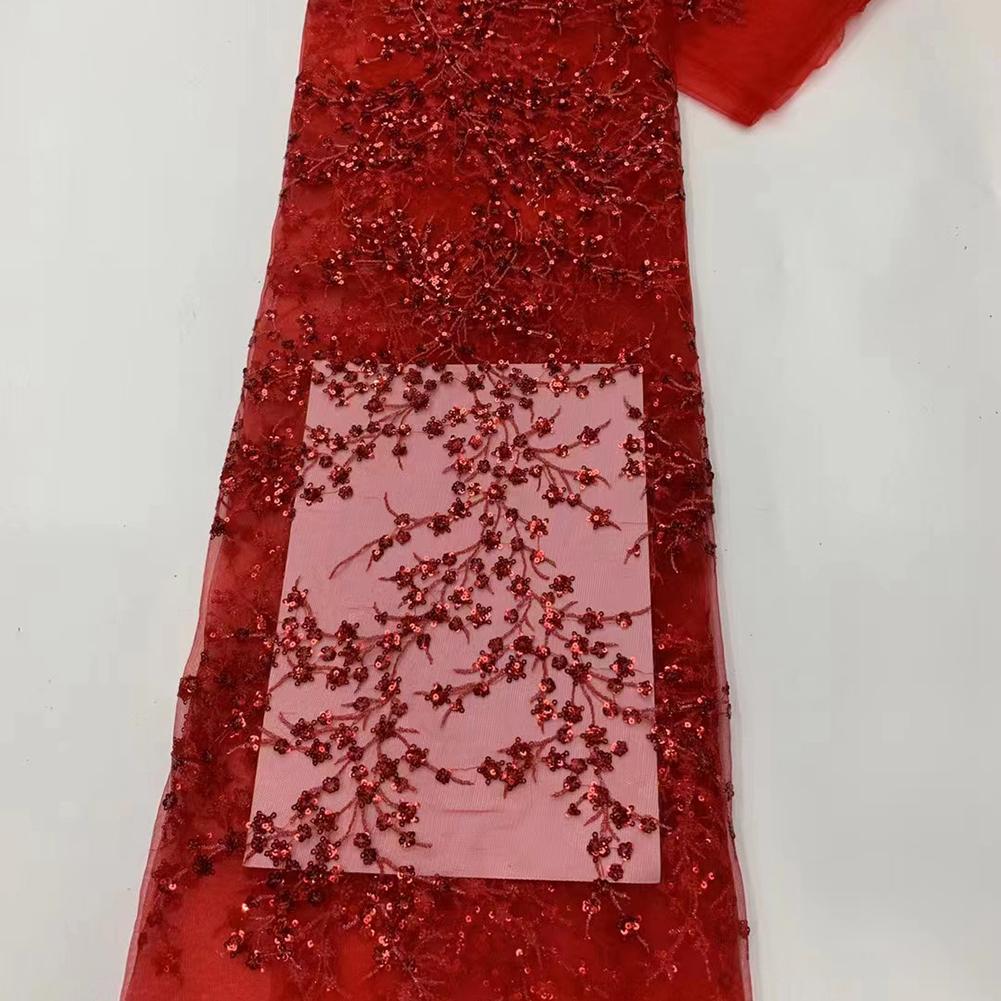 Sequins Net Lace Fabric with For French Style 3D Embroidery for Lady Dressmaking Skirts and Home Decoration Applications