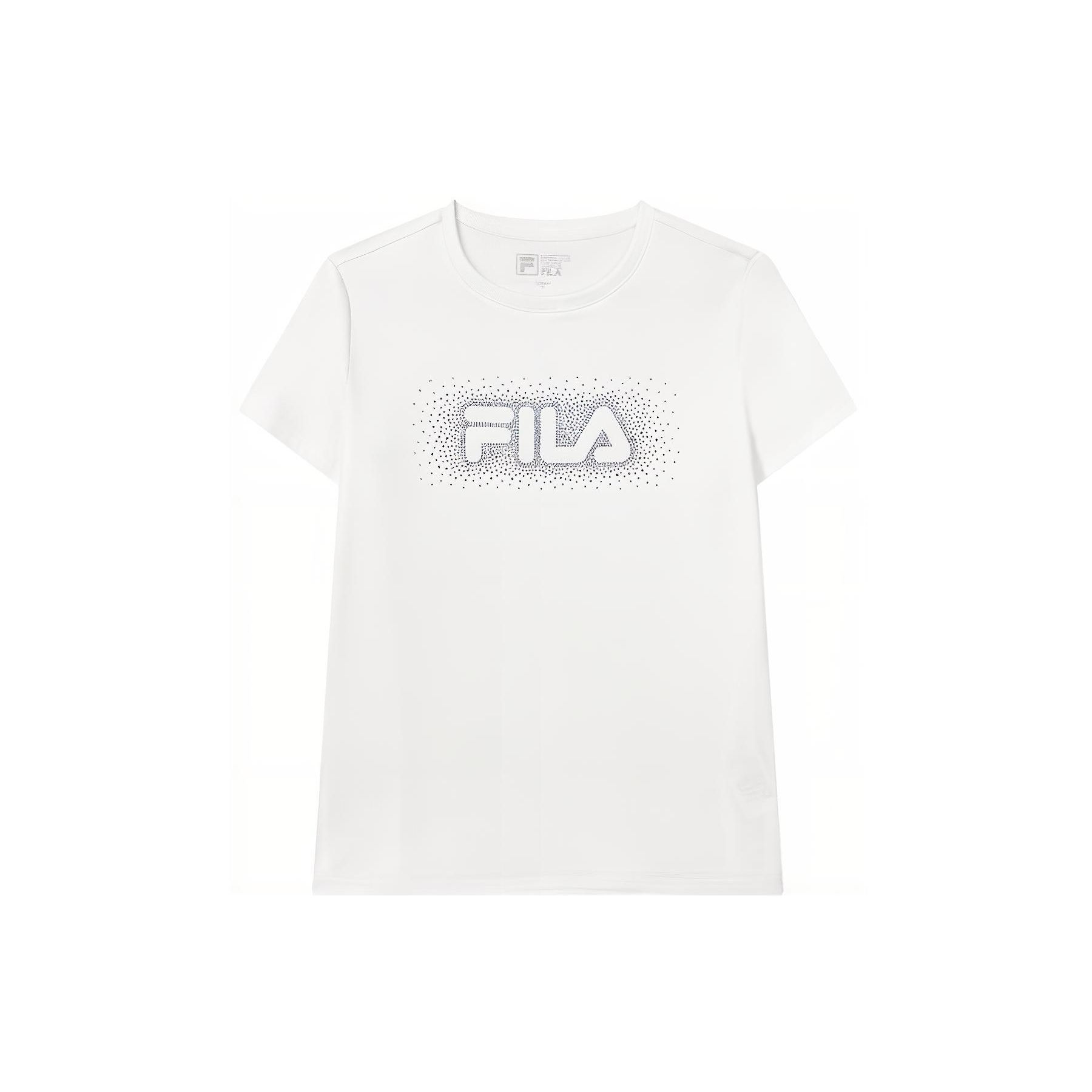 

FILA Logo Print Solid Color Round Neck Short Sleeve T-Shirt Women Tops White F51W222101FWT M