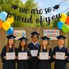 We Are So Proud of You Banner – Black Glitter Graduation Decorations 2025, Pre-Strung Congrats Grad Banner for College, High School, Senior Party,