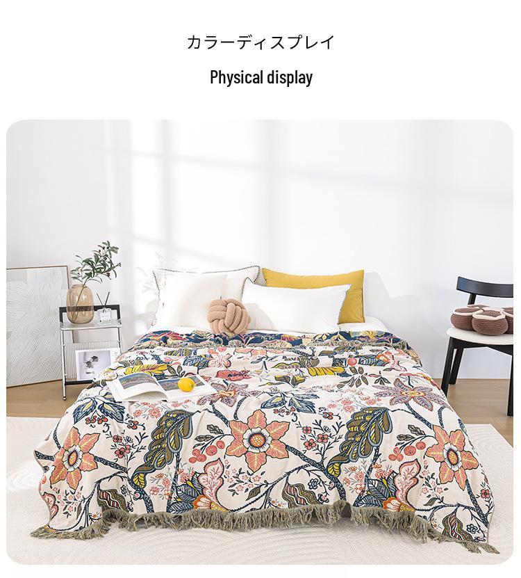 All-Season Pure Cotton Gauze Tassel Blanket for Couples