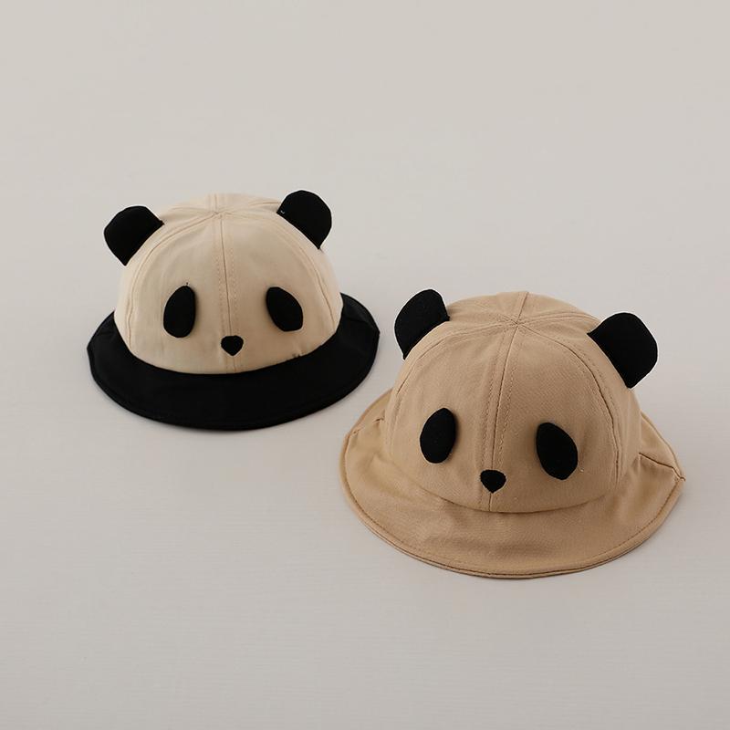 Niedlicher Panda-Baby-Beckendeckel, Farbe Patchwork, Kinder, Sonnenschutz, Fischerhut, Cartoon, Kinder, Baumwolle, atmungsaktiv, Visiere, 6–18 M, Jungen und Mädchen