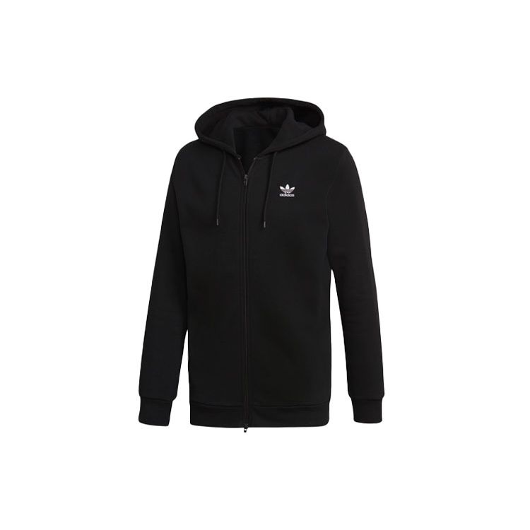 Adidas Originals Trefoil Trf Fleece Hoodie Full Zip Warm Sports Jacket Men Tops Black DN6016