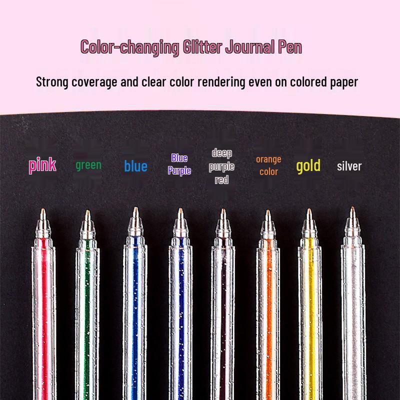 Luminous Color-Changing Glitter Gel Pen for Hand Accounts - Silver, Pearl, Crystal Sand Effect