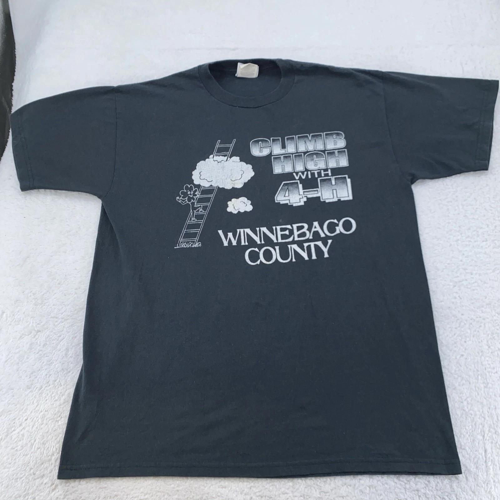 

Vintage Winnebago County Wisconsin 4-H Club Shirt Mens Large Climb High 90s 2XL