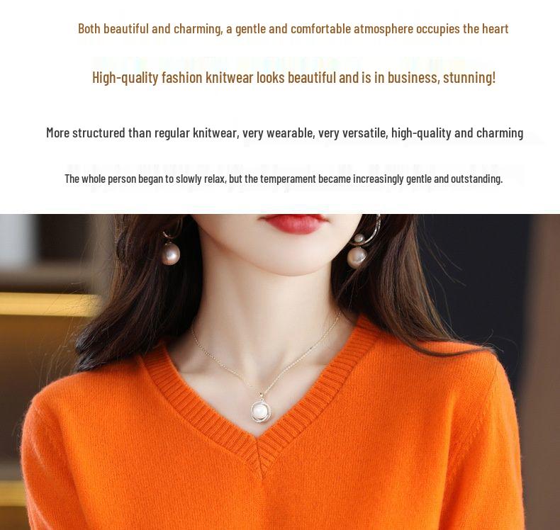 Australian Wool V-Neck Loose Knit Sweater for Women - 2025 Autumn/Winter Collection