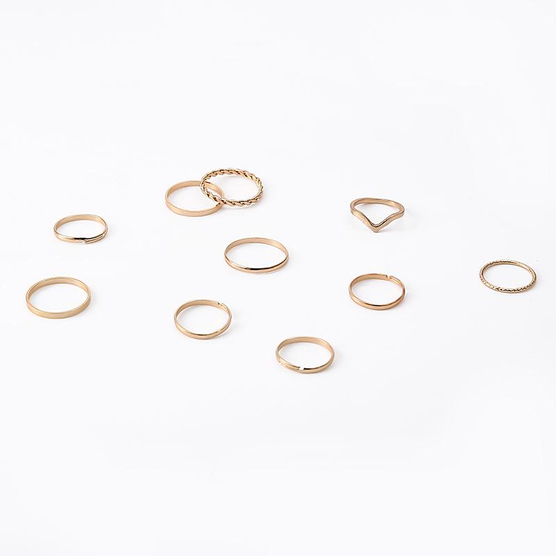 Wind Joint Ring 10-Piece Set Of Simple Wind Element Ring Twist Sequined Ring For Women