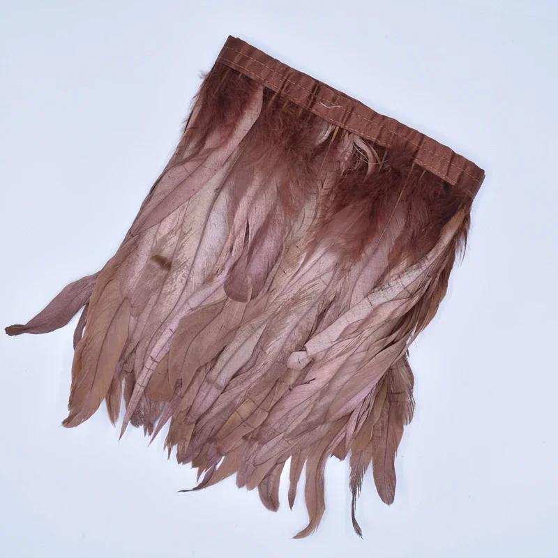 2Meters Rooster Feathers on Tape Trim Tassel Fringe Ribbon White Black Cock Pheasant Chicken Feather Costume Clothing Decoration