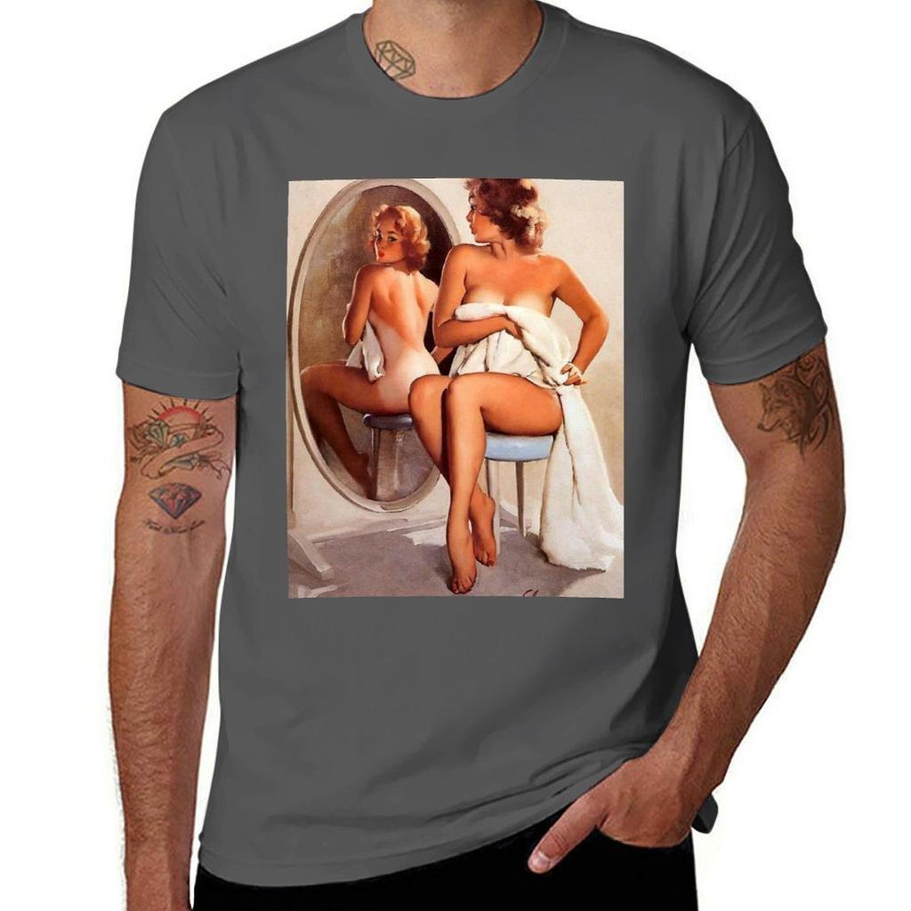 Vintage Retro Sun Tan Pinup Girl Tshirt Casual All Match Short Sleeve Tshirt